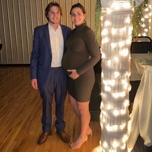 Olive green midi bodycon dress